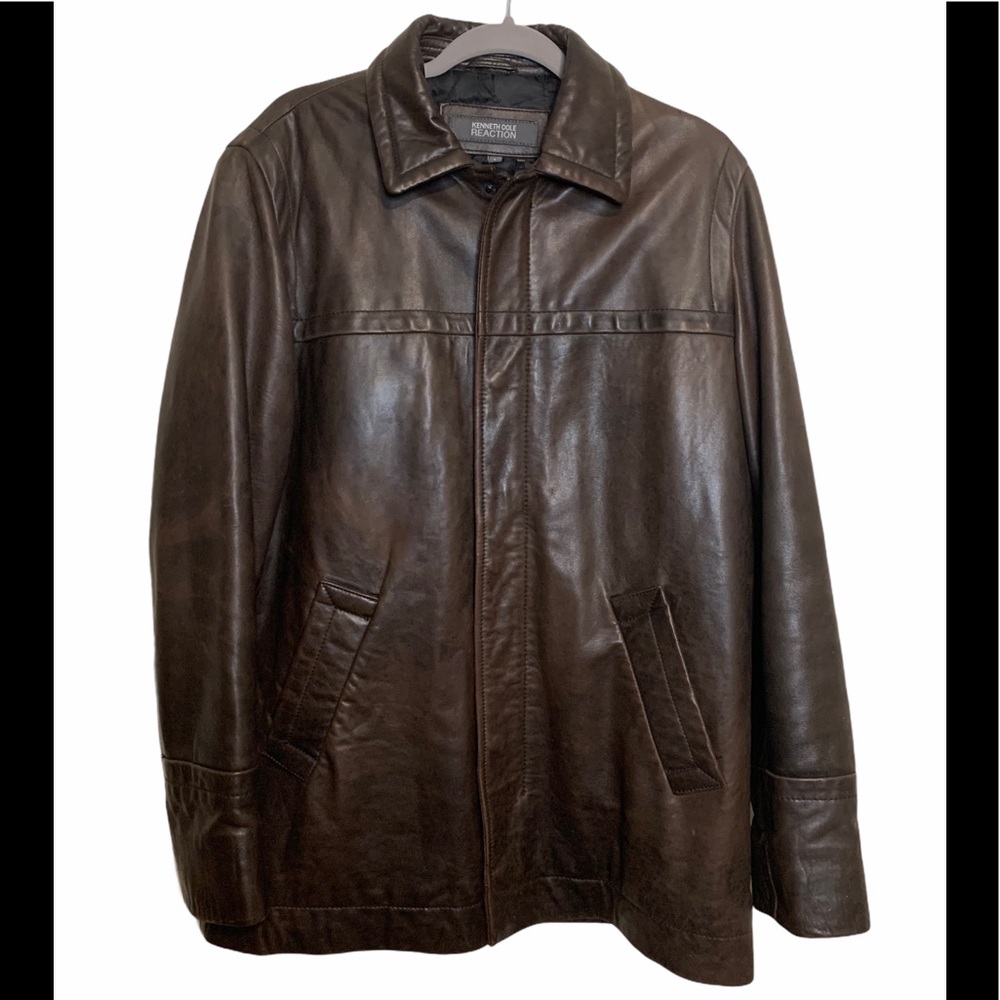 Kenneth Cole Reaction Men's Brown Leather Jacket L
